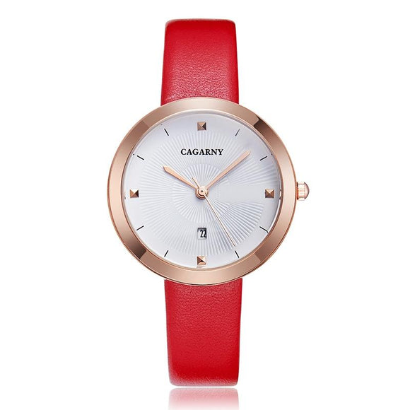 Waterproof Steel Band Quartz Watch - Fashion Life - Red