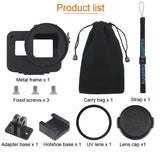 Aluminum Protective Cage with Insurance Frame and 52mm Uv Lens for Gopro Hero7 / 6 / 5 - Red