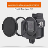Aluminum Protective Cage with Insurance Frame and 52mm Uv Lens for Gopro Hero7 / 6 / 5 - Red