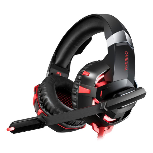 Surround Gaming Headset With Mic & Led Lights - Black Red
