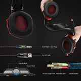 Surround Gaming Headset With Mic & Led Lights - Black Red