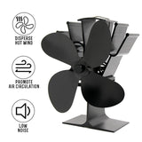 Eco-friendly Heat Powered Stove Fan for Wood / Gas / Pellet Stoves - Rose Red