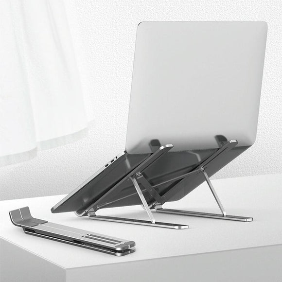 Adjustable Laptop Stand - Portable Folding Height Increase Heat Dissipation - Silver