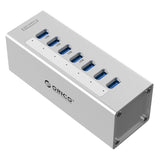 7-Port Aluminum Usb 3.0 Hub For Laptops - Silver