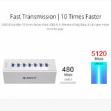 7-Port Aluminum Usb 3.0 Hub For Laptops - Silver