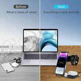 15W 3 In 1 Aluminum Wireless Charger - Silver