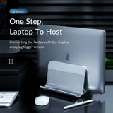 Space-saving Vertical Laptop Stand - Compact Design - Silver
