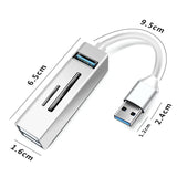 5-In-1 Usb3.0 Hub Adapter 3X Usb + Sd / Tf Reader - Silver