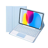2022 Ipad 10.9 Lambskin Bluetooth Keyboard Case With Pen Slot - Baby Blue