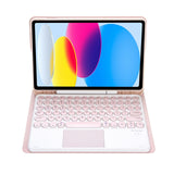 2022 Ipad 10.9 Lambskin Bluetooth Keyboard Case With Pen Slot - Baby Blue