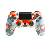 Wireless Bluetooth Game Controller for Ps4 with Dual Vibration and Light Strip - Green Eye Skull