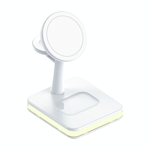 15W Wireless Fast Charger With 360° Rotating Holder - White