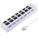 7-Port Usb Hub With High Speed 480Mbps On / Off Switch & 7 Leds - White