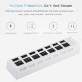 7-Port Usb Hub With High Speed 480Mbps On / Off Switch & 7 Leds - White