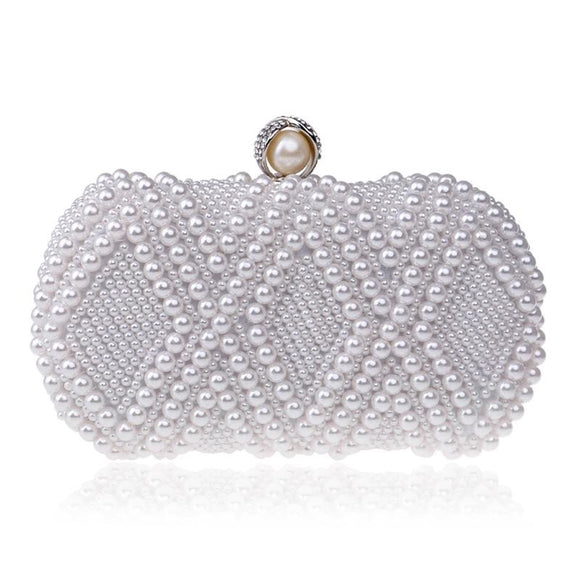Party Pearl Handbag Women Fashion Crossbody For Banquets & Events - White
