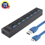 7-Port Usb 3.0 Hub 5Gbps Plug & Play 1Tb Support - White