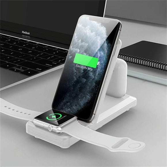 3 In 1 Foldable Wireless Charger For Iphone Iwatch Airpods - White