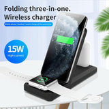 3 In 1 Foldable Wireless Charger For Iphone Iwatch Airpods - White