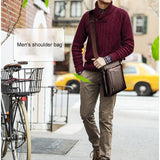 2 In 1 Men Pu Leather Shoulder Bag Handbag - Brown