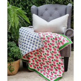 Kid's Beds & Bed Frames: GOTS Certified Organic Cotton Reversible Baby Quilt (100x120cm) - Pink Pineapple