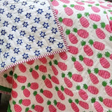 Kid's Beds & Bed Frames: GOTS Certified Organic Cotton Reversible Baby Quilt (100x120cm) - Pink Pineapple