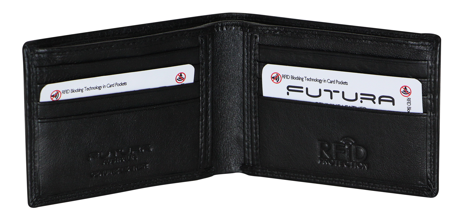 Men's Accessories: Futura Mens RFID Slim Genuine Leather Wallet - Black