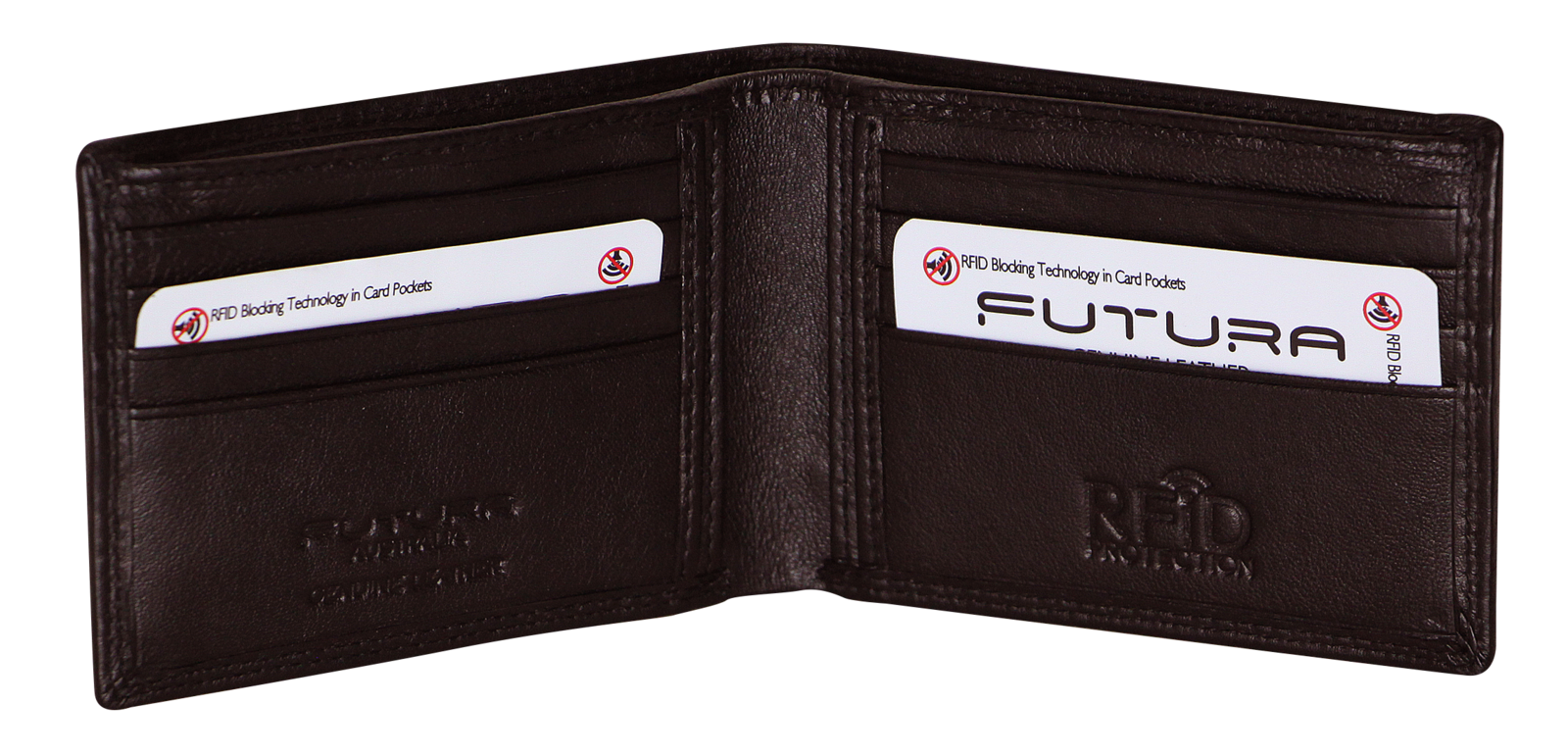Men's Accessories: Futura Mens RFID Slim Leather Wallet - Brown