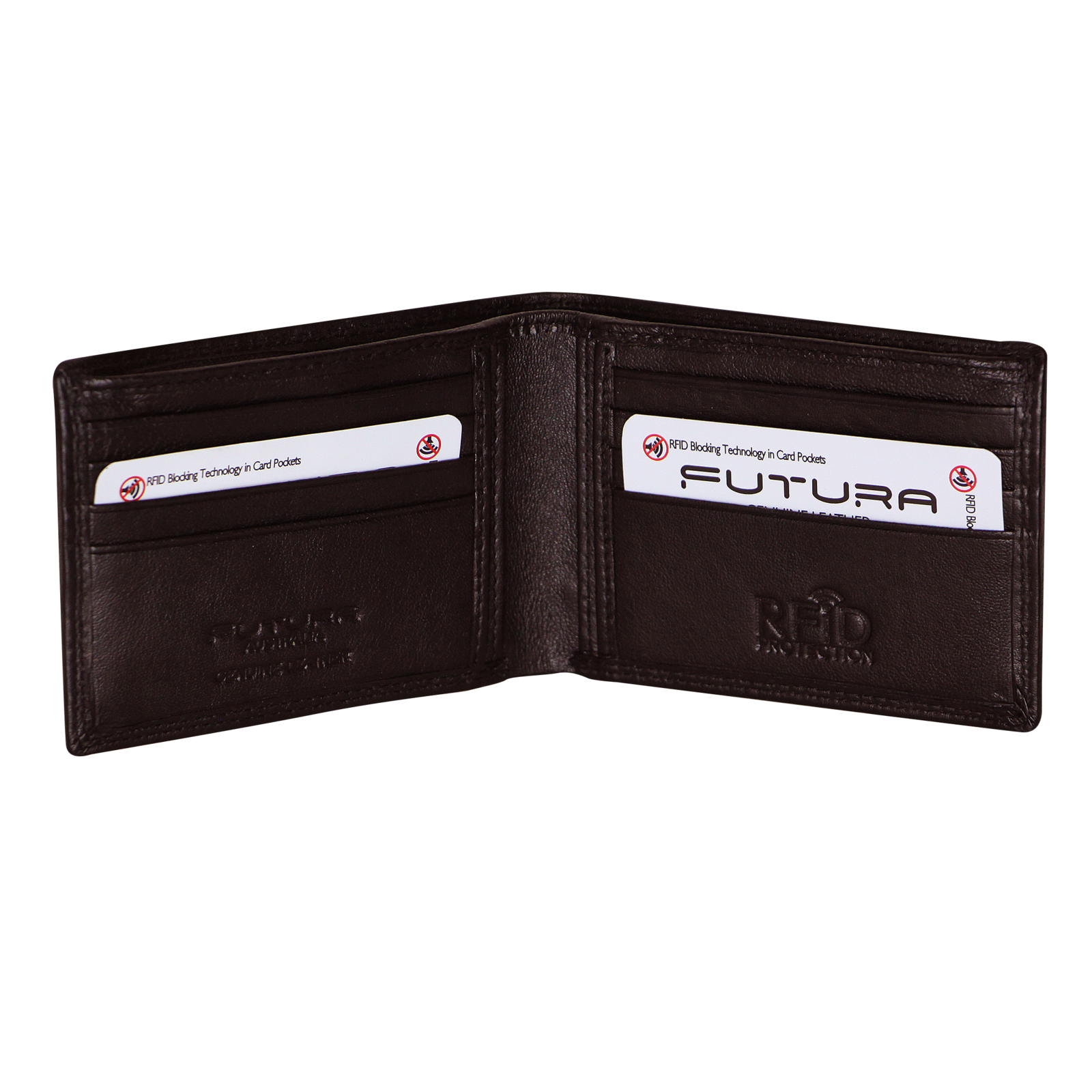 Men's Accessories: Futura Mens RFID Slim Leather Wallet - Brown