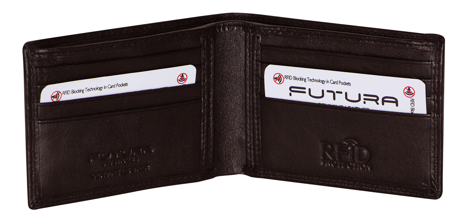 Men's Accessories: Futura Mens RFID Slim Leather Wallet - Brown