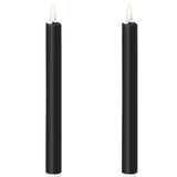 1 Pack of 2 LED Flickering Wax Taper Candles (Battery Operated) in Black