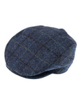 Men's Hats & Caps: DENTS Abraham Moon Tweed Flat Cap Wool Ivy Hat Driving Cabbie Quilted 1-3038 - Blue - Medium