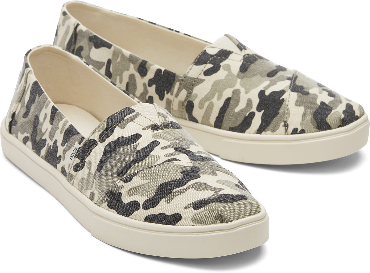 TOMS Womens Casual Canvas Slip On Sneakers Shoes Espadrilles Flats - Army Camo Camouflage - US 9