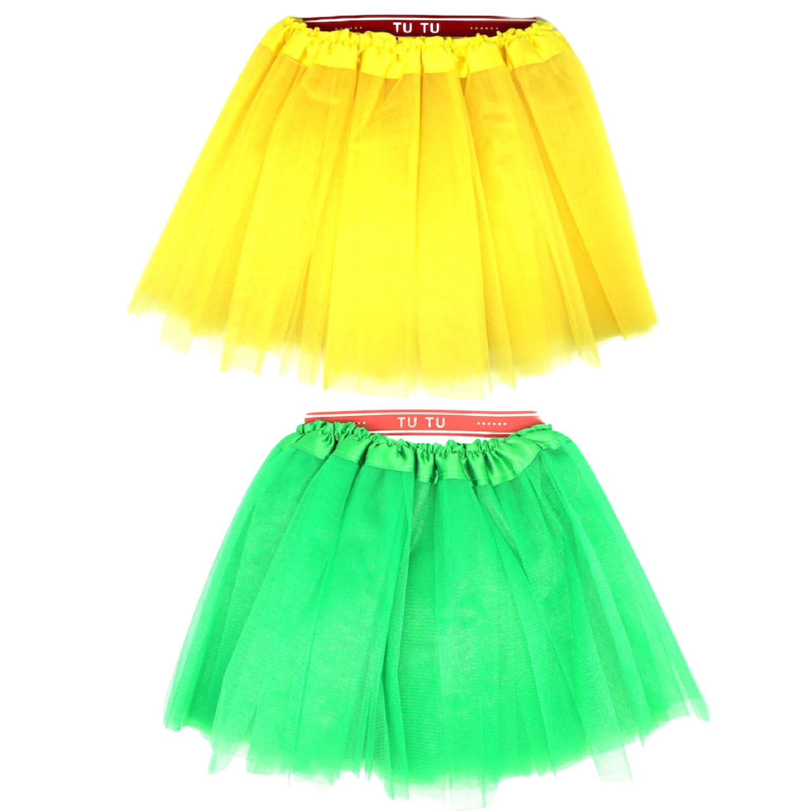 2x Tulle Ballerina Tutu – Small, 3-Layer Children’s Costume Skirt - Yellow & Green Australia Day