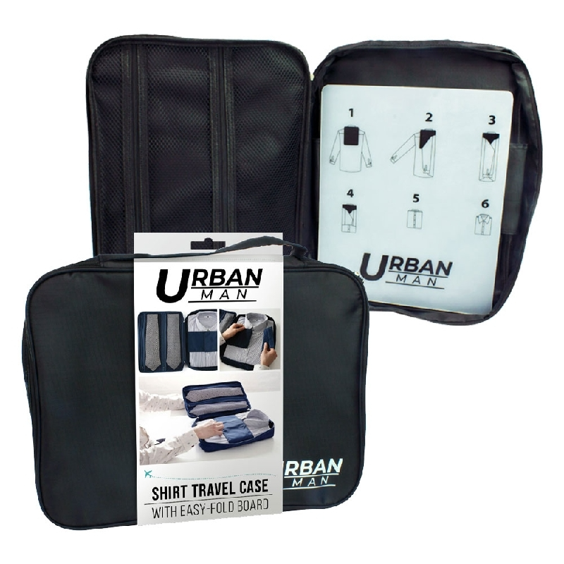 Packing Organisers: Urban Travel Shirt Organiser Bag Case Pouch w/ Fold Board 36cm x 26cm x 5cm in Black