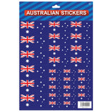 Party Supplies: Australian Flag Stickers  4x A4 Sheets of Festive Stickers for Australia Day Celebrations