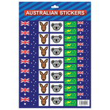 Party Supplies: Australian Flag Stickers  4x A4 Sheets of Festive Stickers for Australia Day Celebrations