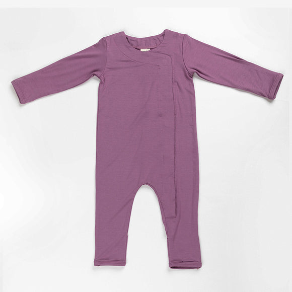 Ponchik Babies + Kids - Magnetic Bamboo Body Suit Onesie - Plum - 6-12m