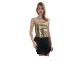 Costumes & Accessories: Womens SEQUIN BANDEAU CROP TOP Sparkling Sparkly Costume Tube - Gold