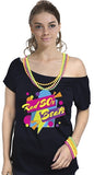 Rad 80s Beats Womens T Shirt Costume Ladies 1980s Fancy Dress Up Top - Black