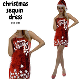 Costumes & Accessories: Womens Merry Christmas Sequin Dress Costume Xmas Party