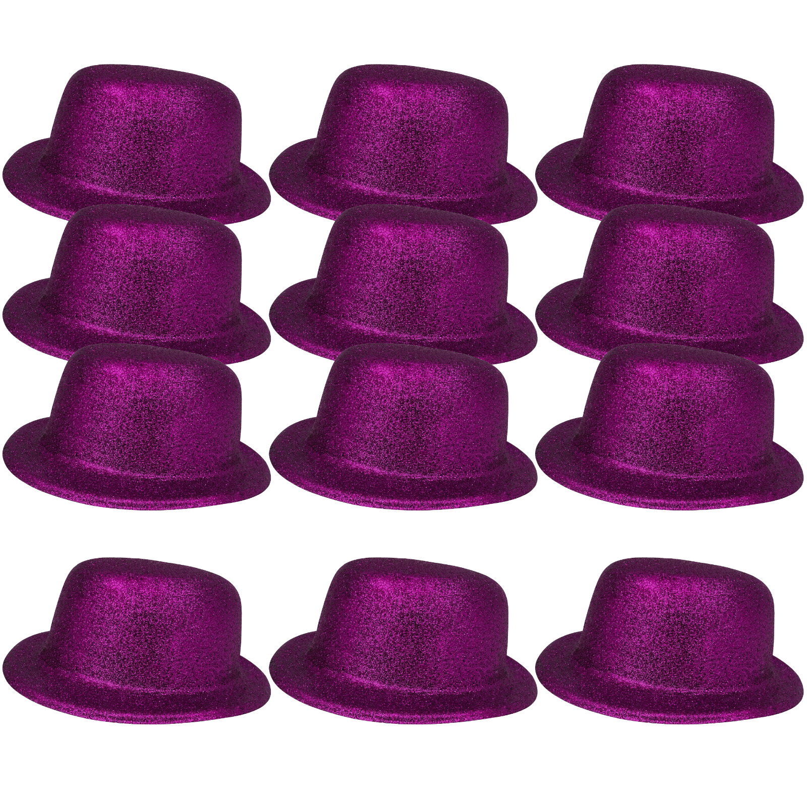 Costumes & Accessories: 12x GLITTER BOWLER HAT Fancy Party Plastic Costume Cap Fun Dress Up Sparkle BULK - Purple