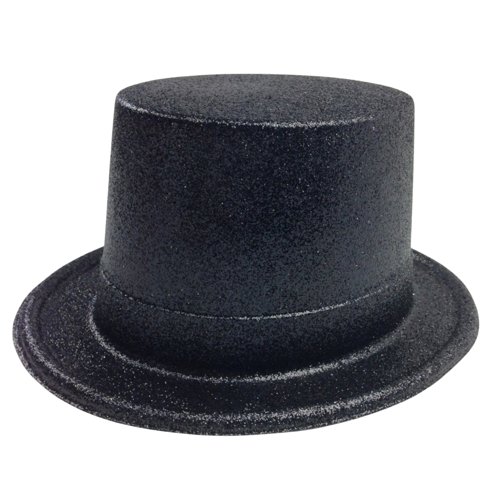 Costumes & Accessories: 12x GLITTER TOP HAT Fancy Party Plastic Costume Tall Cap Fun Dress Up BULK - Black