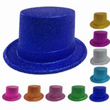 12x GLITTER TOP HAT Fancy Party Plastic Costume Tall Cap Fun Dress Up BULK - Mixed Colour Pack