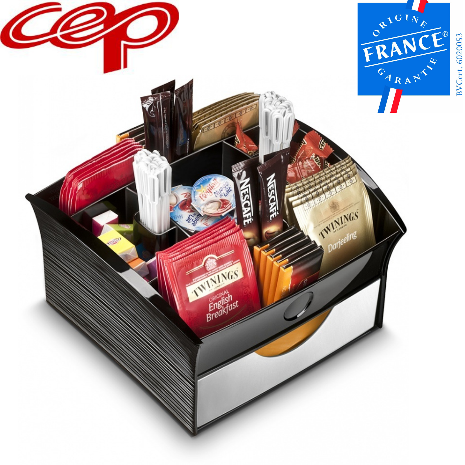 Kitchen Utensils: CEP Deluxe Tea Coffee Storage Home Office Organiser Distributor Tray - Black