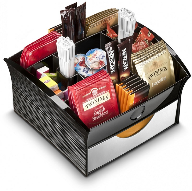 Kitchen Utensils: CEP Deluxe Tea Coffee Storage Home Office Organiser Distributor Tray - Black