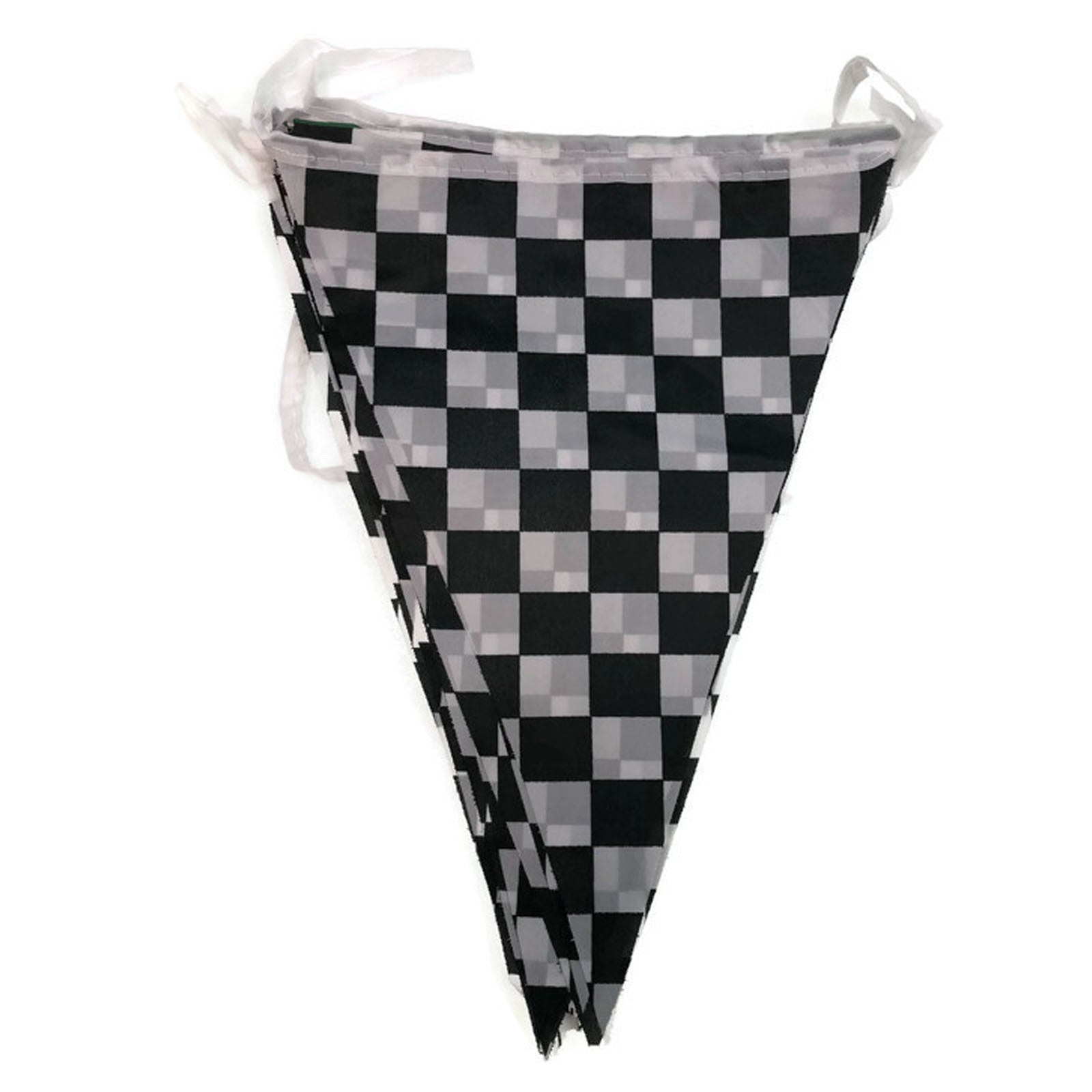Party Supplies: CHECKERED BUNTING FLAG Race Car Chequered Flag Banner Hanging Decoration Triangular - 3.6 Metres