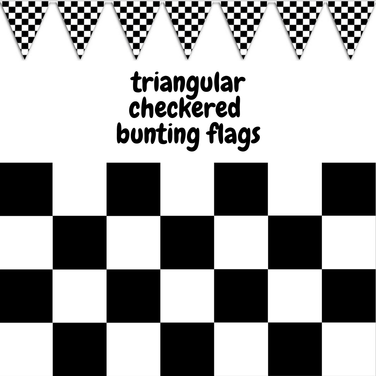 Party Supplies: CHECKERED BUNTING FLAG Race Car Chequered Flag Banner Hanging Decoration Triangular - 10.8 Metres