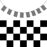 Party Supplies: CHECKERED BUNTING FLAG Race Car Chequered Flag Banner Hanging Decoration Rectangular - 10.8 Metres
