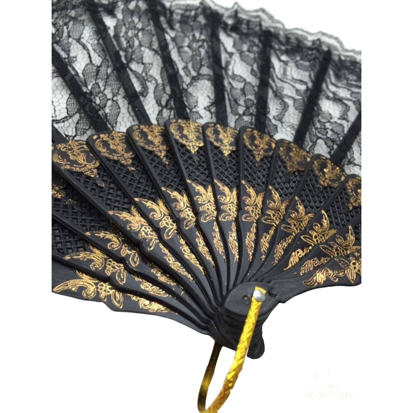 Lace Folding Hand Fan Bridal Wedding Party Spanish Costume Accessory - Black