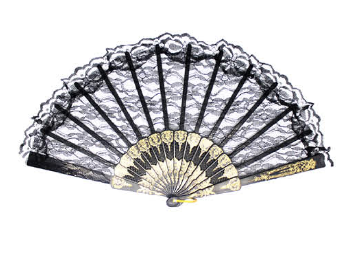 Lace Folding Hand Fan Bridal Wedding Party Spanish Costume Accessory - Black
